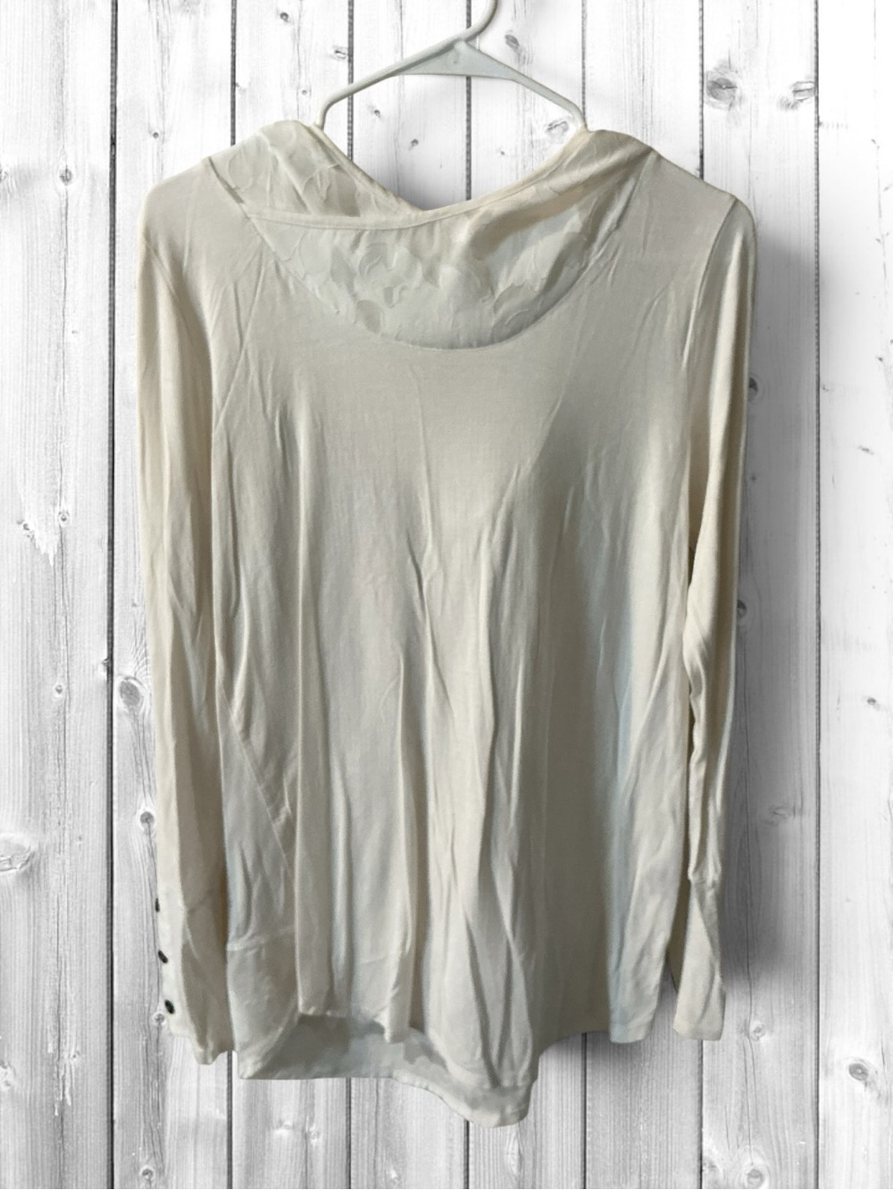 🌼Rachel Kate Cream Lightweight Hooded Long Sleeve Top